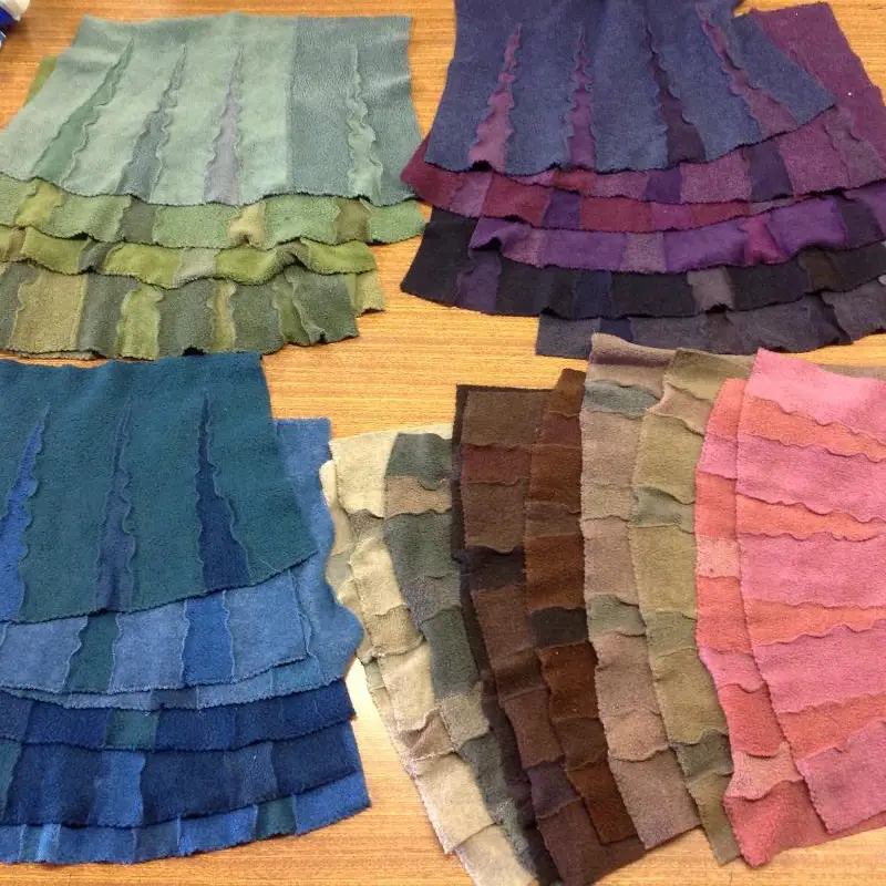 colour swatches of dyed fabric in combinations and gradations