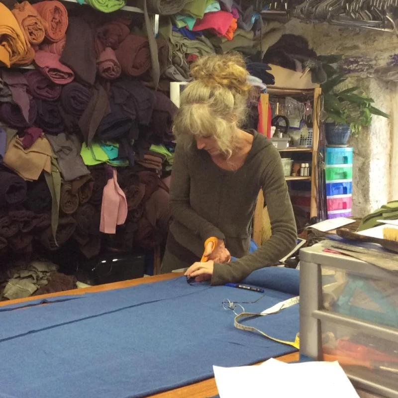 Cutting out some Feeline Clothing scarves when i was based in Salt Cellar Workshops, Porthleven, Cornwall